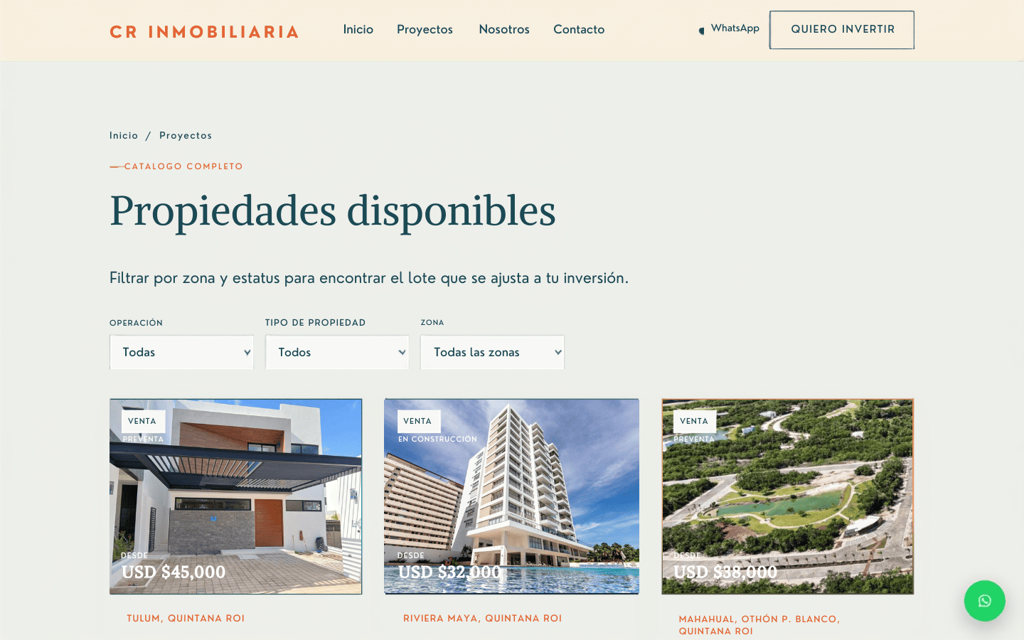 Catálogo público de propiedades